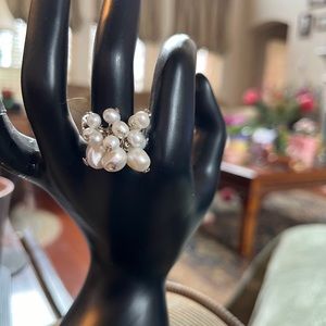 Pearl Cluster ring adjustable
